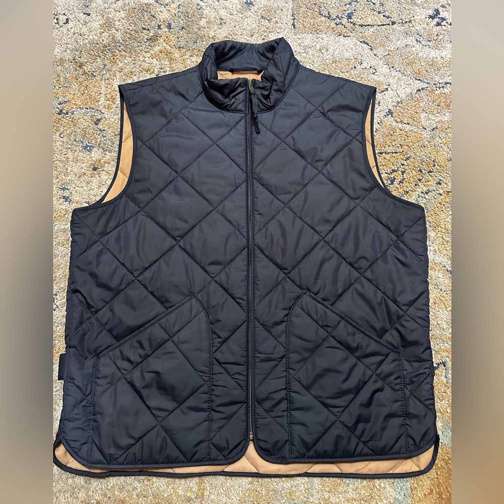 J. Crew Navy Quilted Vest, Size Large